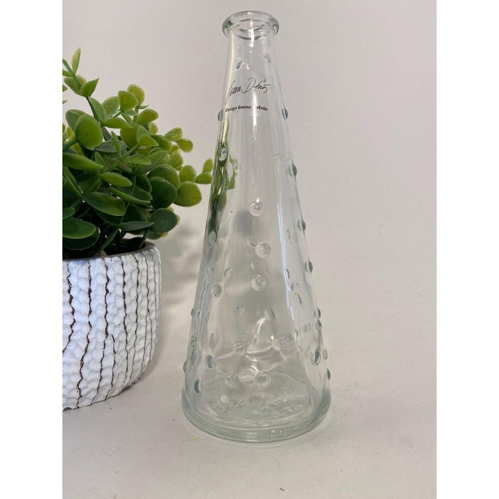 Clear Glass Hobnail Dot Bud Bottle Vase 7 1/2  by